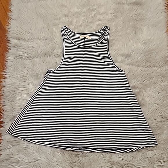 Abercrombie and fitch womens white and black stripped flowy cotton tank top - Picture 1 of 5